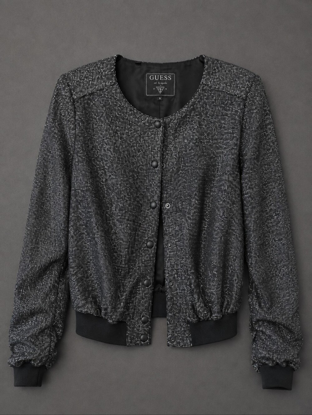 GUESS Metallic Black Bomber Jacket size medium
